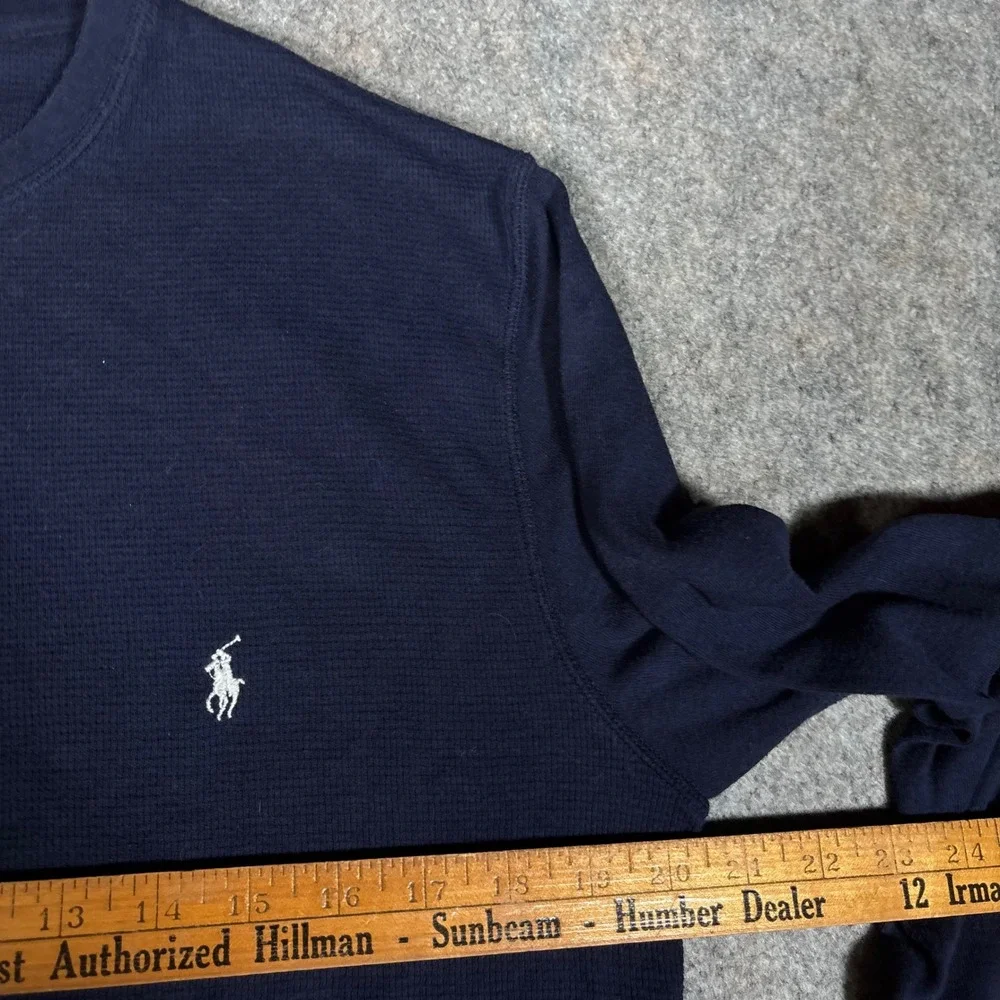 Polo Ralph Lauren Waffle Knit Thermal Shirt Mens L Navy Long Sleeve Pony Logo